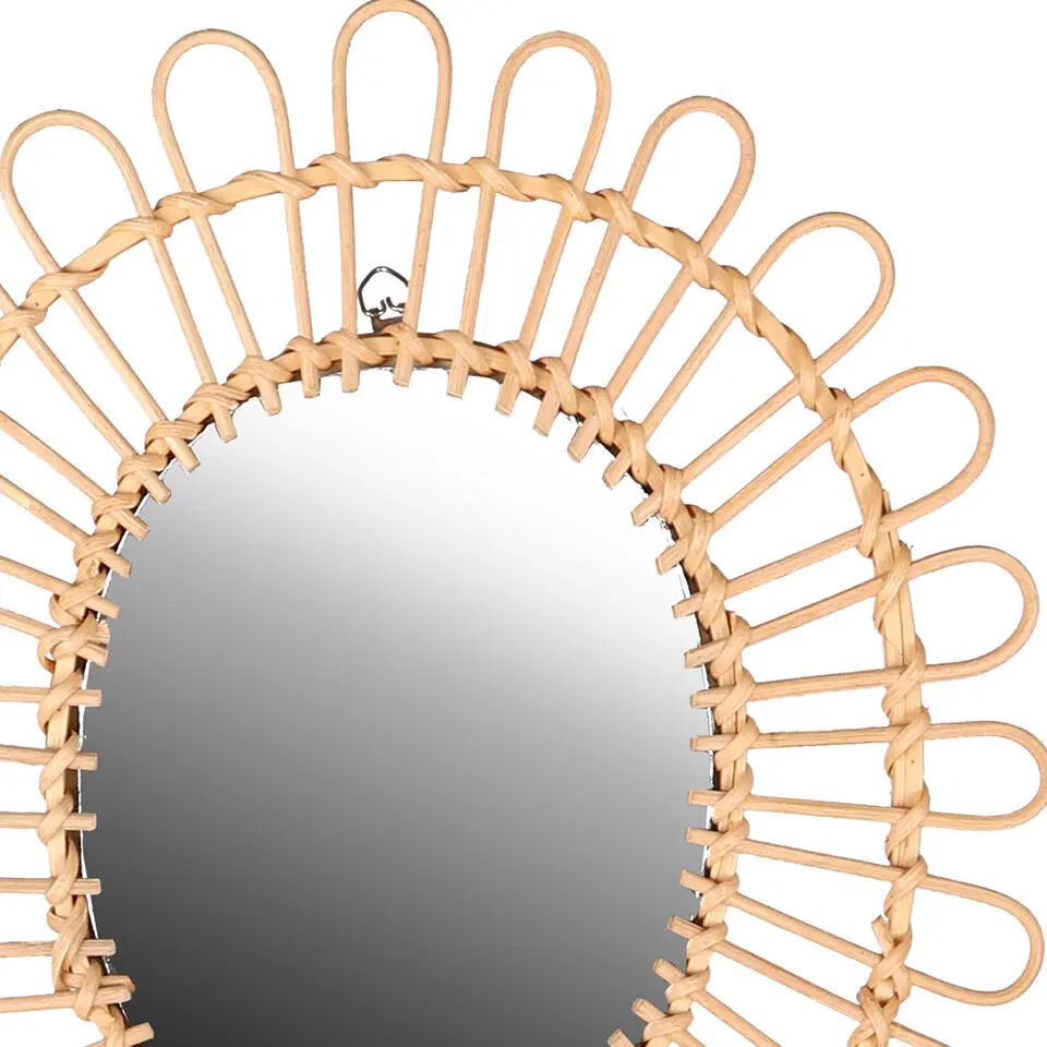 Natural Living Wandspiegel - Boho/ibiza stijl - rotan - 34 x 39cm