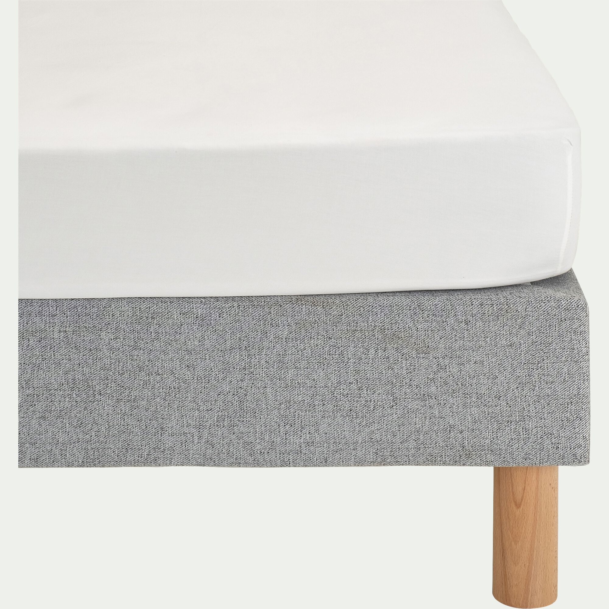 SATINE - Drap housse en satin lavé 140x200cm B30cm - blanc ventoux