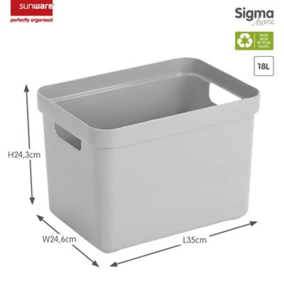 Sigma home opbergbox 18L grijs