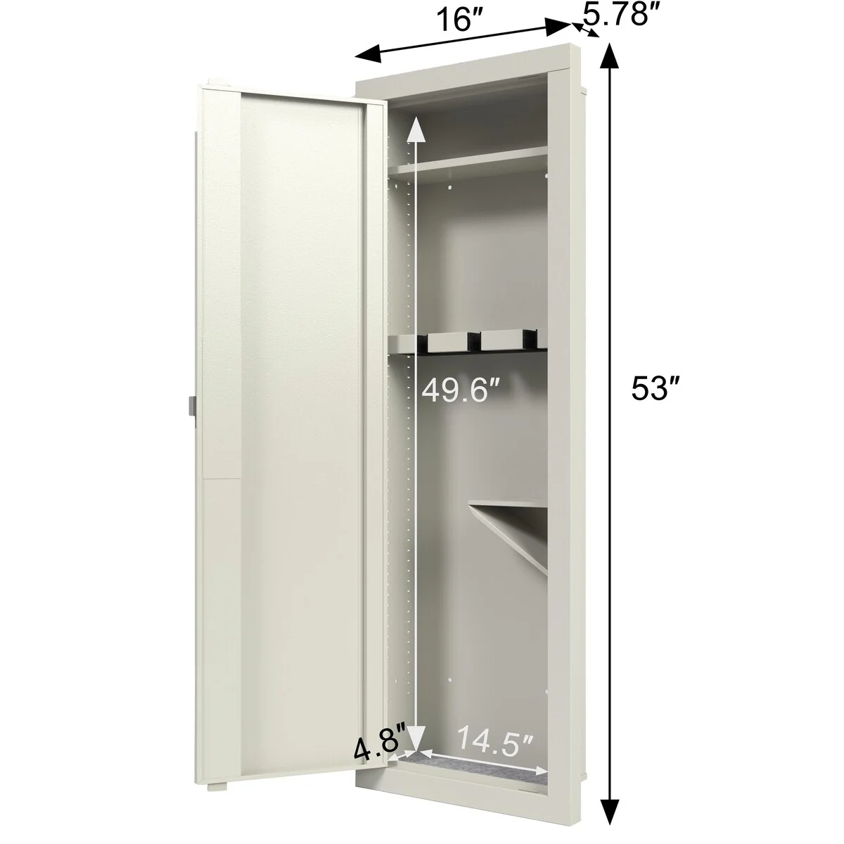 Roomfitters Wall Gun Safe: Quick-Access Rifle Safe with Removable Shelf and Digital Keypad (White)