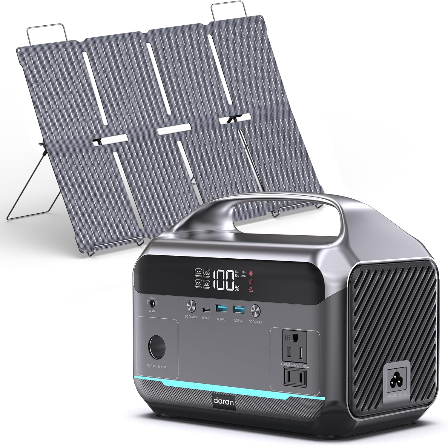 Portable Power Station with 80W Solar Panel  288Wh LiFePO4 Battery 600W Power Bank with AC Outlet 110V/1200W Surge  Solar Generator 1.7H Fast Charging for Camping  Hurricane Emergency RV Home Use
