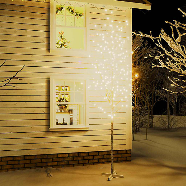 Bouleau blanc à LED 672 LED Blanc chaud 400 cm vidaXL