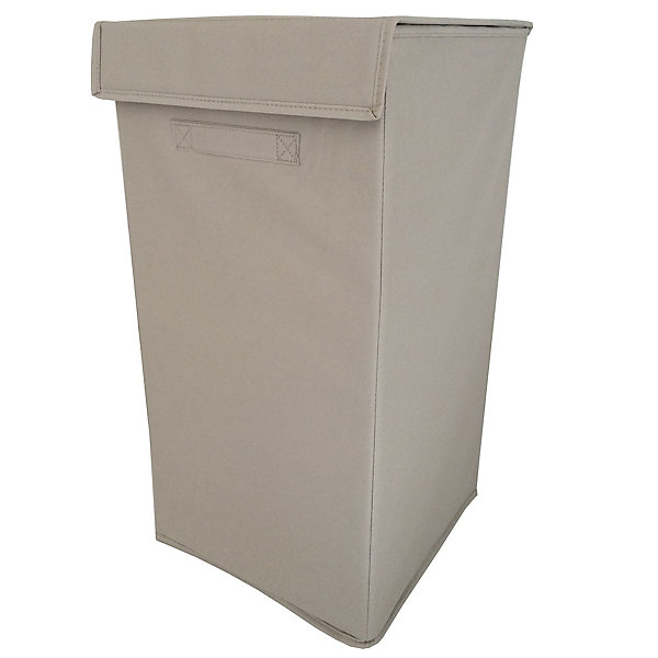 Panier à linge GoodHome Drina capacité 52 litres coloris taupe en polyester et PP L.30 x l. 30 x H.58 cm