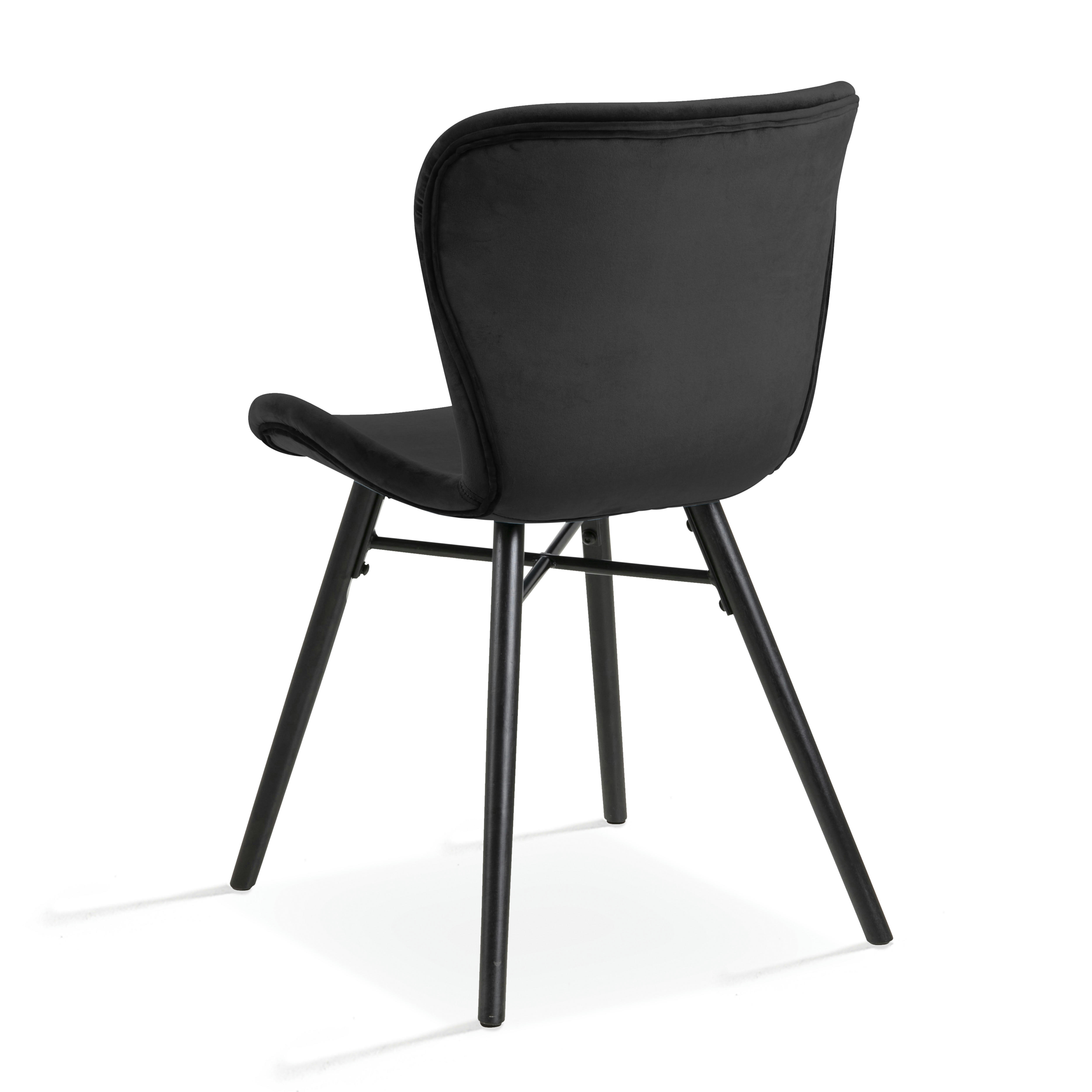 THELMA - Lot de 2 chaises en velours noir