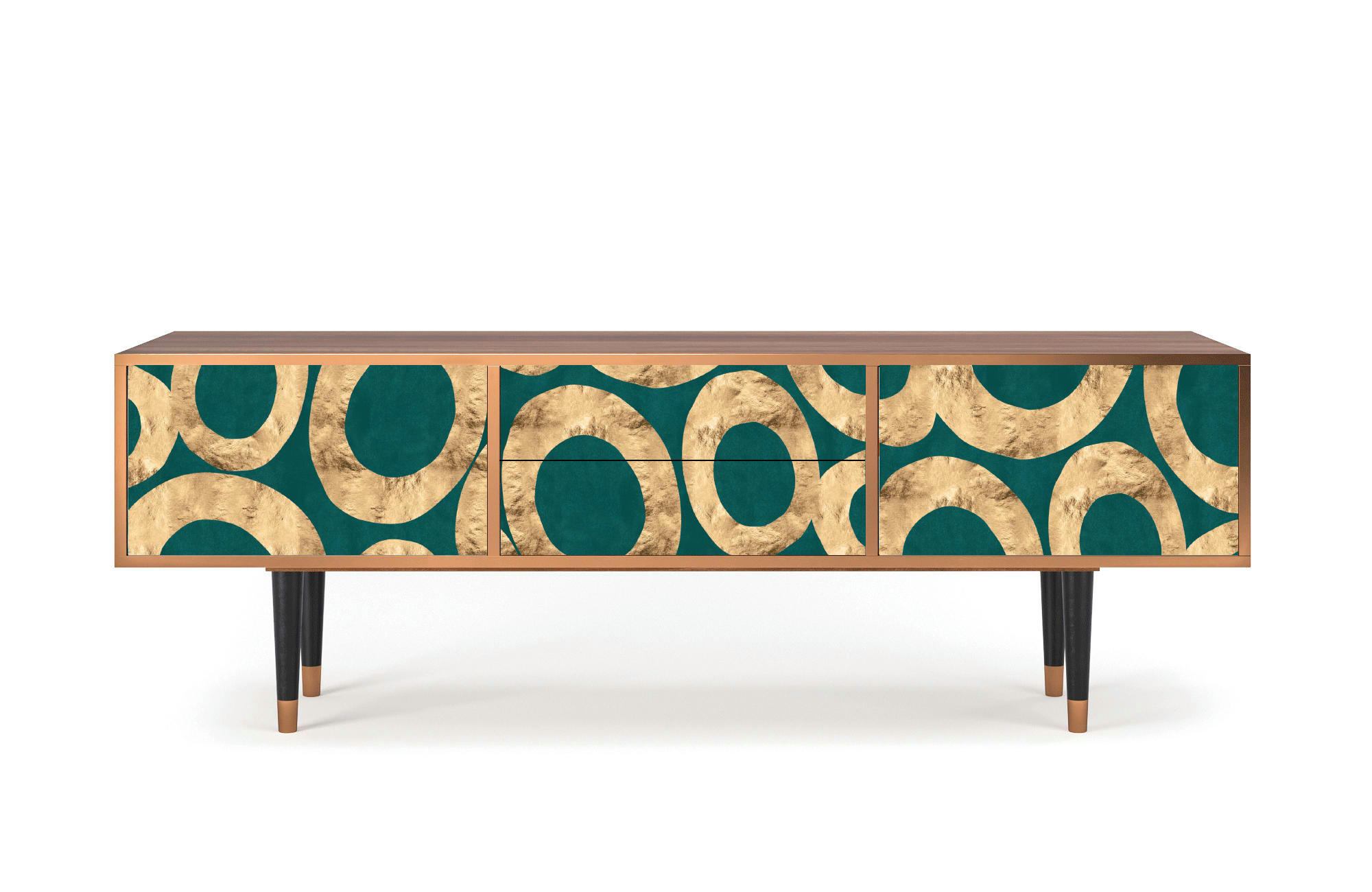 ZIRCON SPHERE - Meuble TV  bleu-vert 2 tiroirs et 2 portes L 170 cm