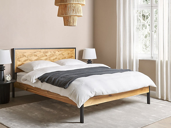 Lit avec sommier ERVILLERS 160 x 200 cm Acacia naturel