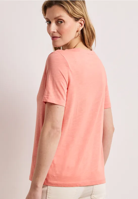 Basic T-Shirt mit V-Neck in Unifarbe