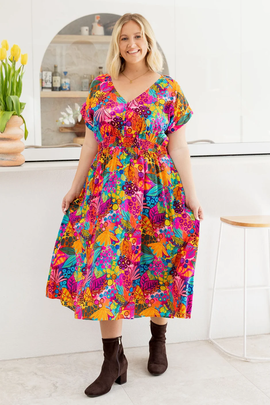 Millie Midi Dress in Jungle Bungle by Kasey Rainbow