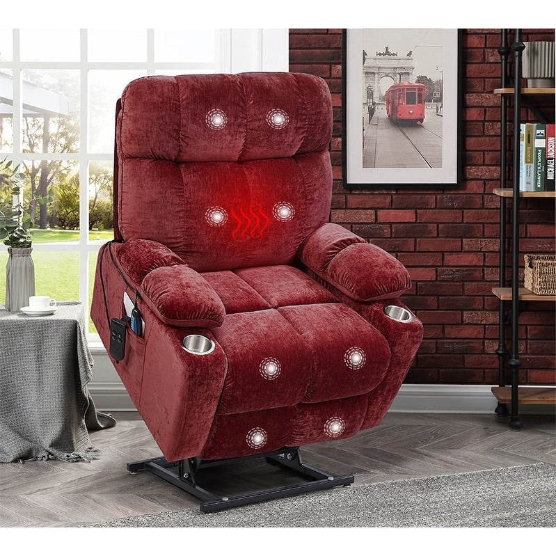 Senior Power Lift Recliner with Dual OKIN Motors, Infinite Recline, 8-Point Massage, and Separate Heating Control
