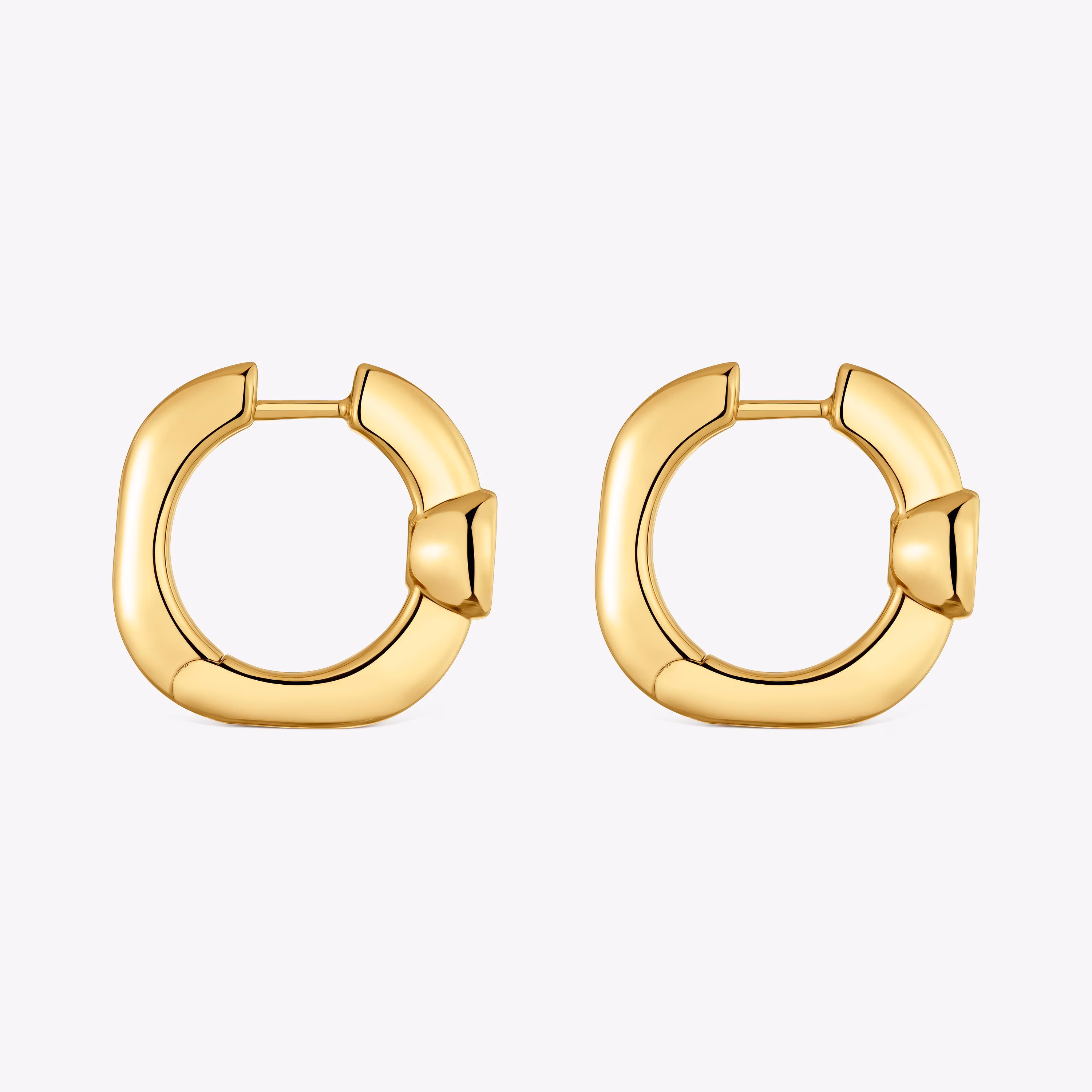 Pendientes de aro con baño de oro 18 kt sobre plata y espinela negra 18 mm Line