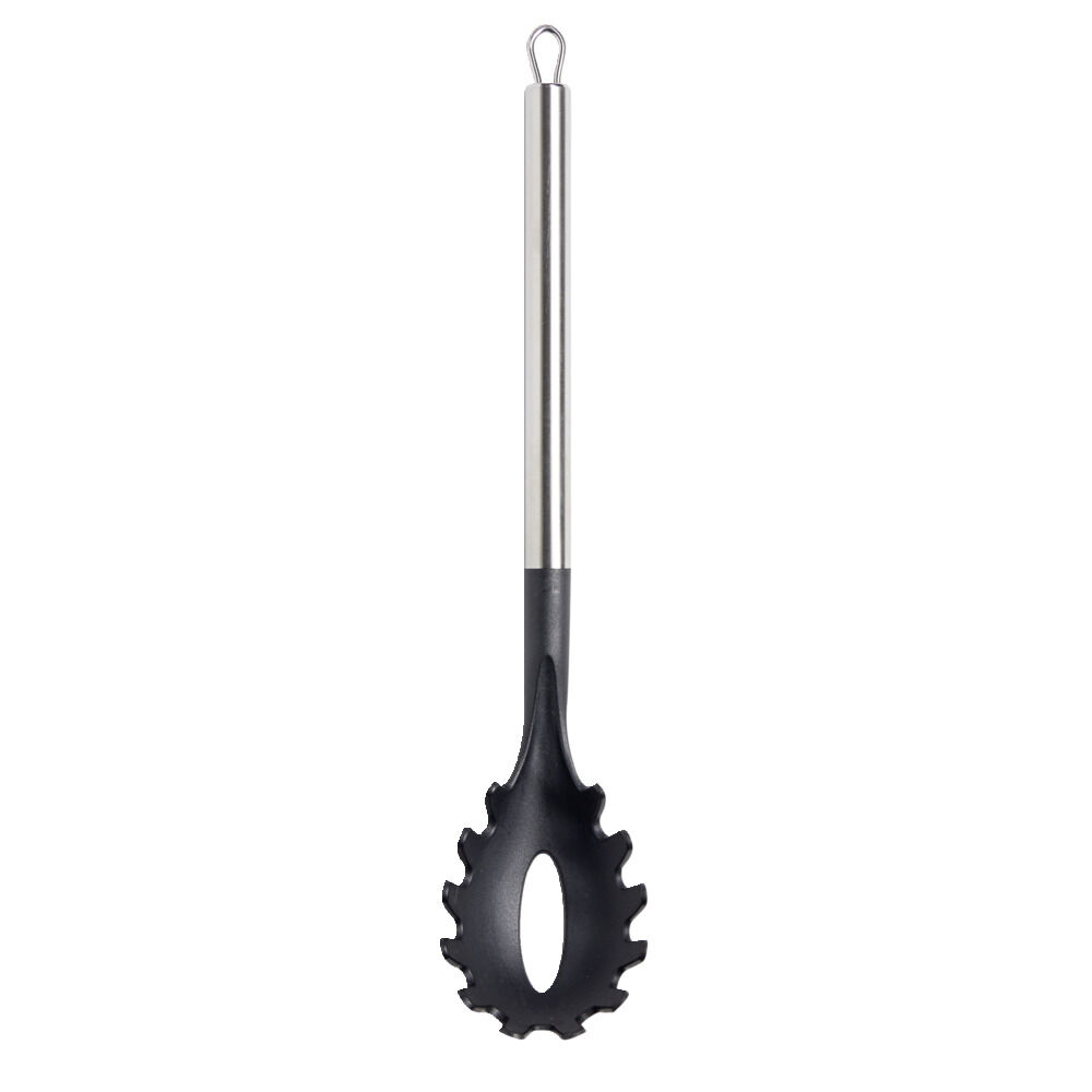 Cuillère à spaghetti en plastique noir avec manche en inox L.33,5cm