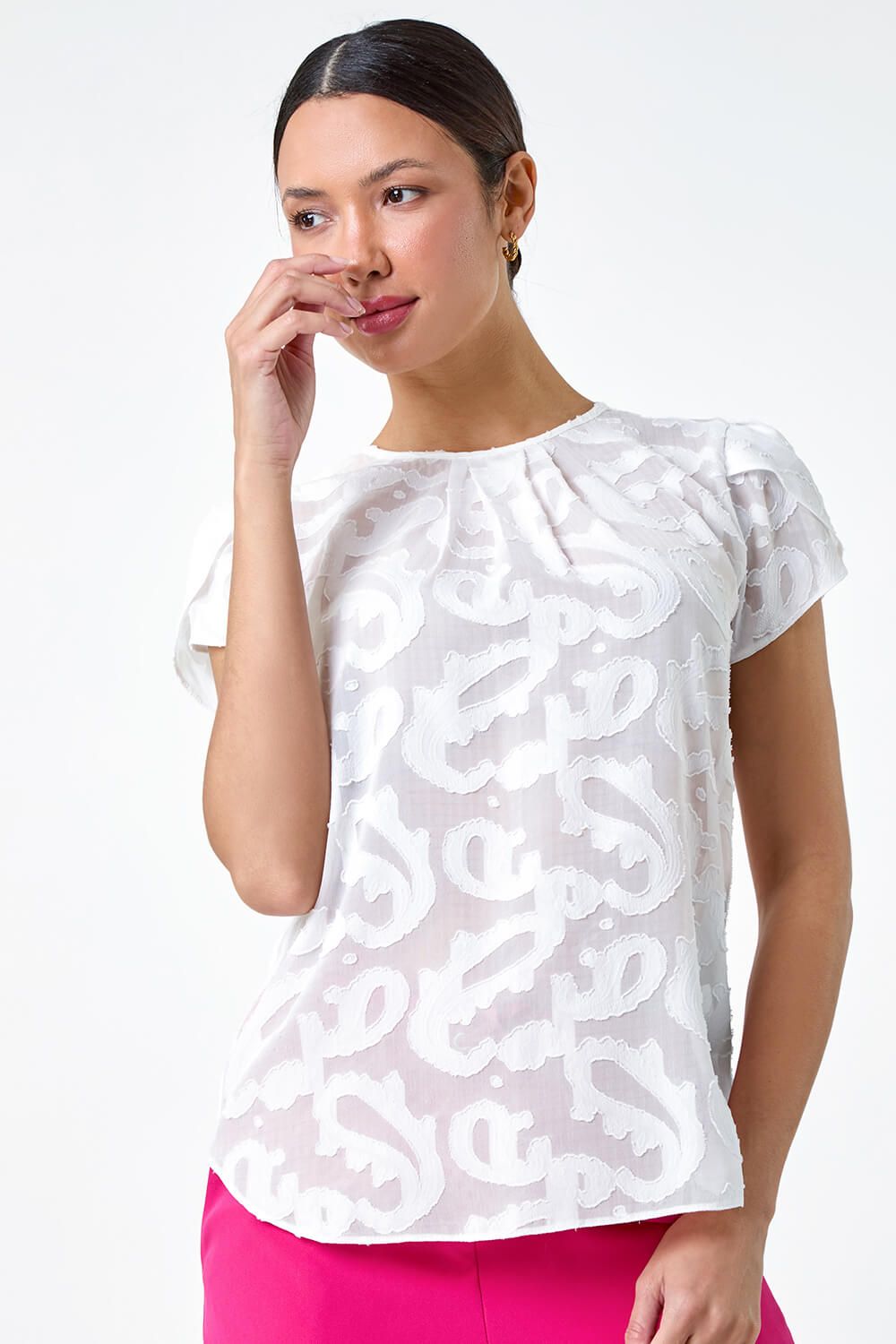 Roman Jacquard Paisley Print Top