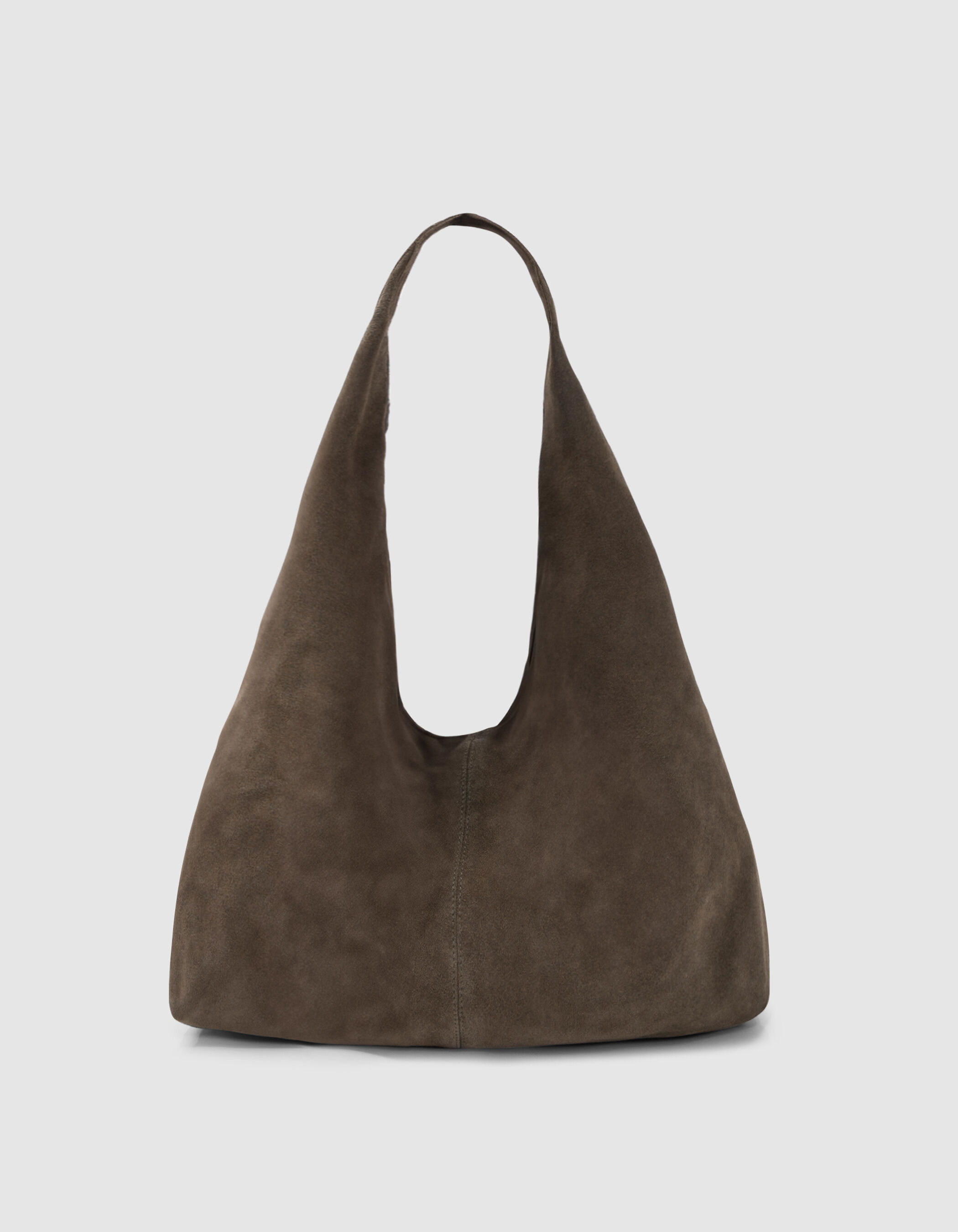 Sac Hobo kaki cuir velours