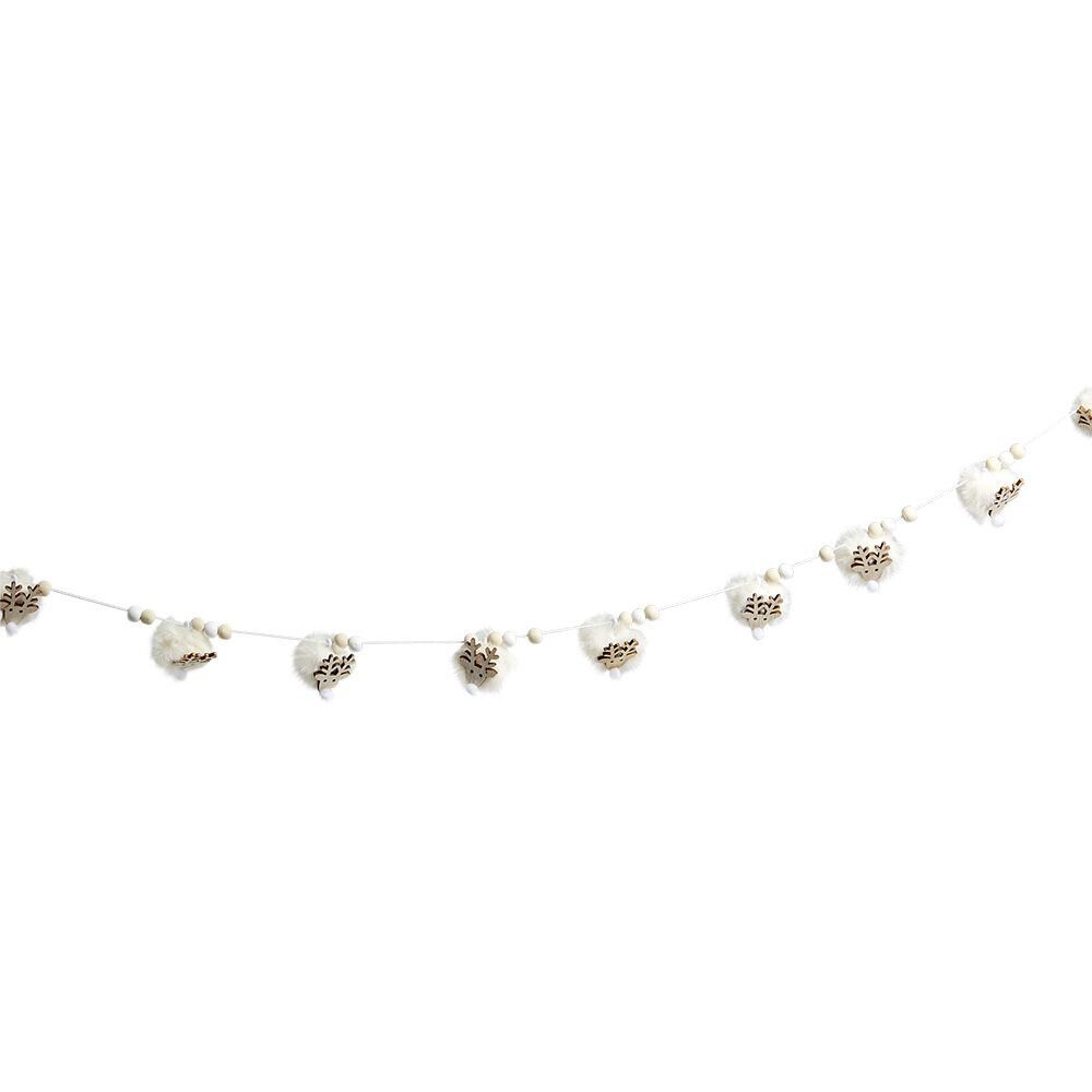 Guirlande No&euml;l cerf blanc 1,8m