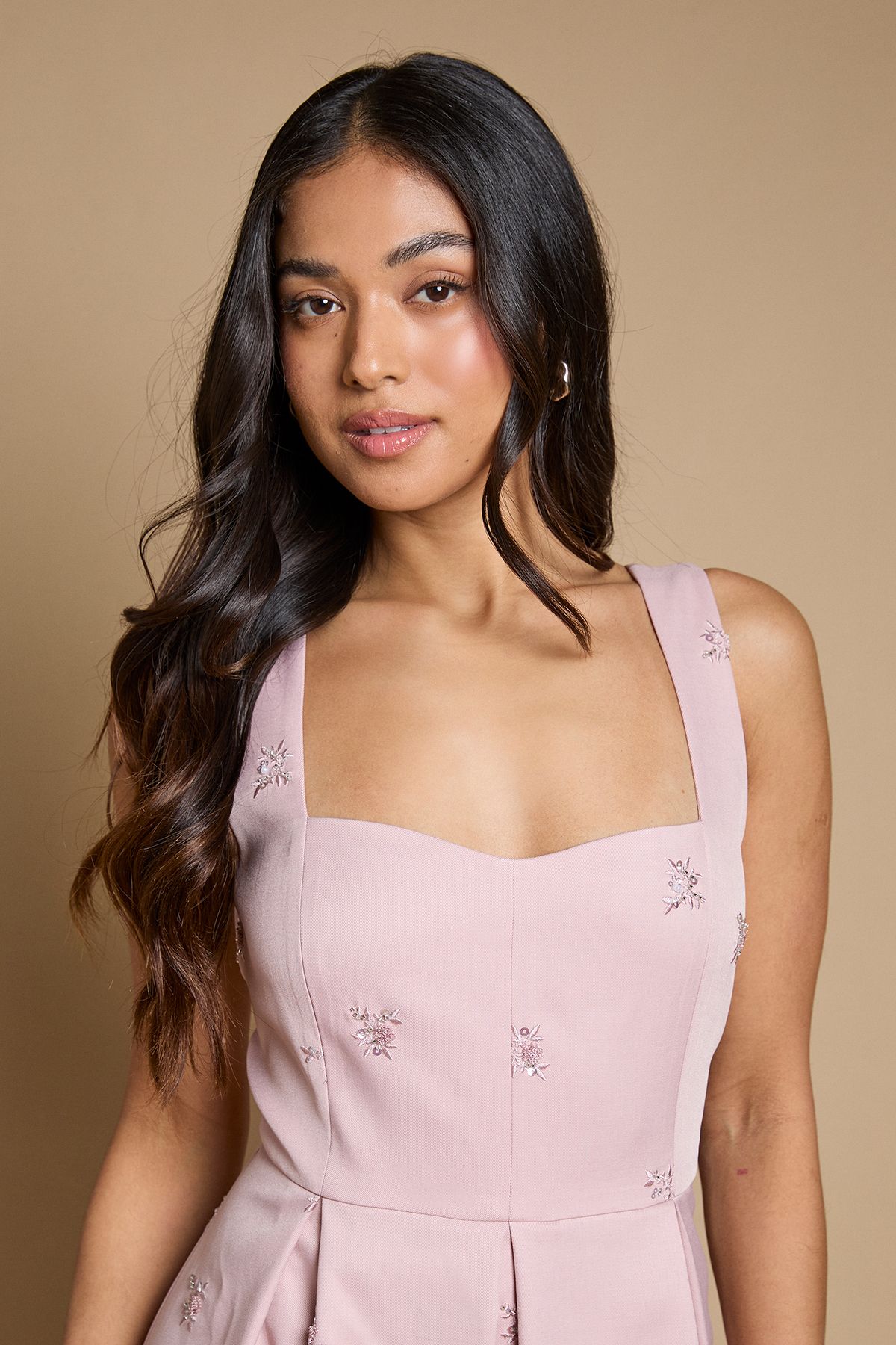 Oasis Petite Embellished Sweetheart Midi Dress