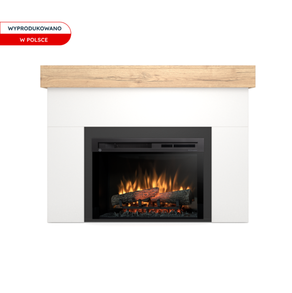Kominek elektryczny Aven 1400W 26" XHD Biały Mat, Jasny Dąb Warmtec
