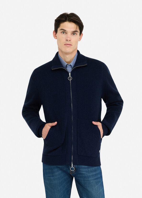 Cardigan in lana e cashmere con zip