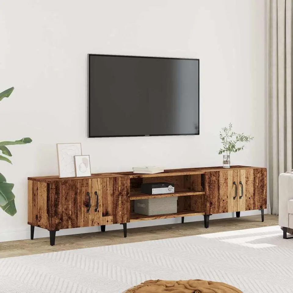 vidaXL - TV-meubel met 2 vakken 4 deuren - Oud hout - 180x31.5x40 cm