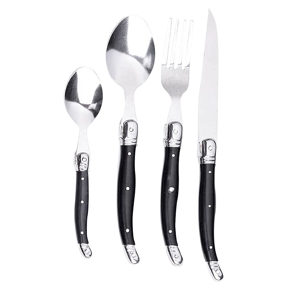 Ménagère inox manche gris 24 pièces