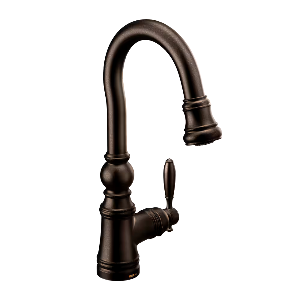 Moen® Weymouth Single Handle High Arc Pull Down Sprayer Kitchen Faucet with Power Clean, Oil Rubbed Bronze