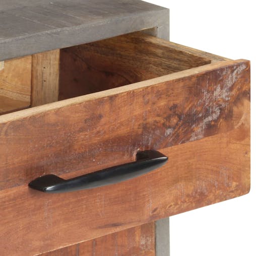 NNEVL Bedside Cabinet Grey 40x30x50 cm Solid Rough Mango Wood