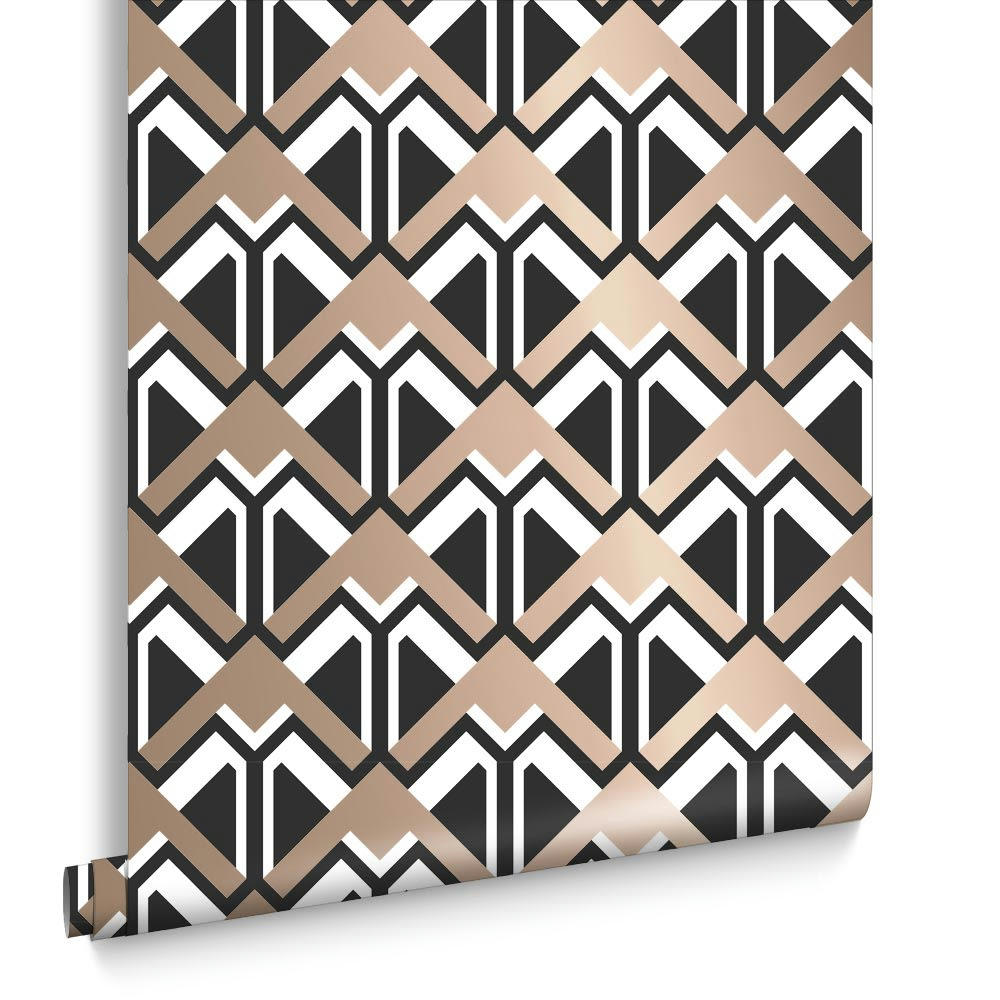 - papier peint beau gatsby noir cuivre blanc 1005x52cm