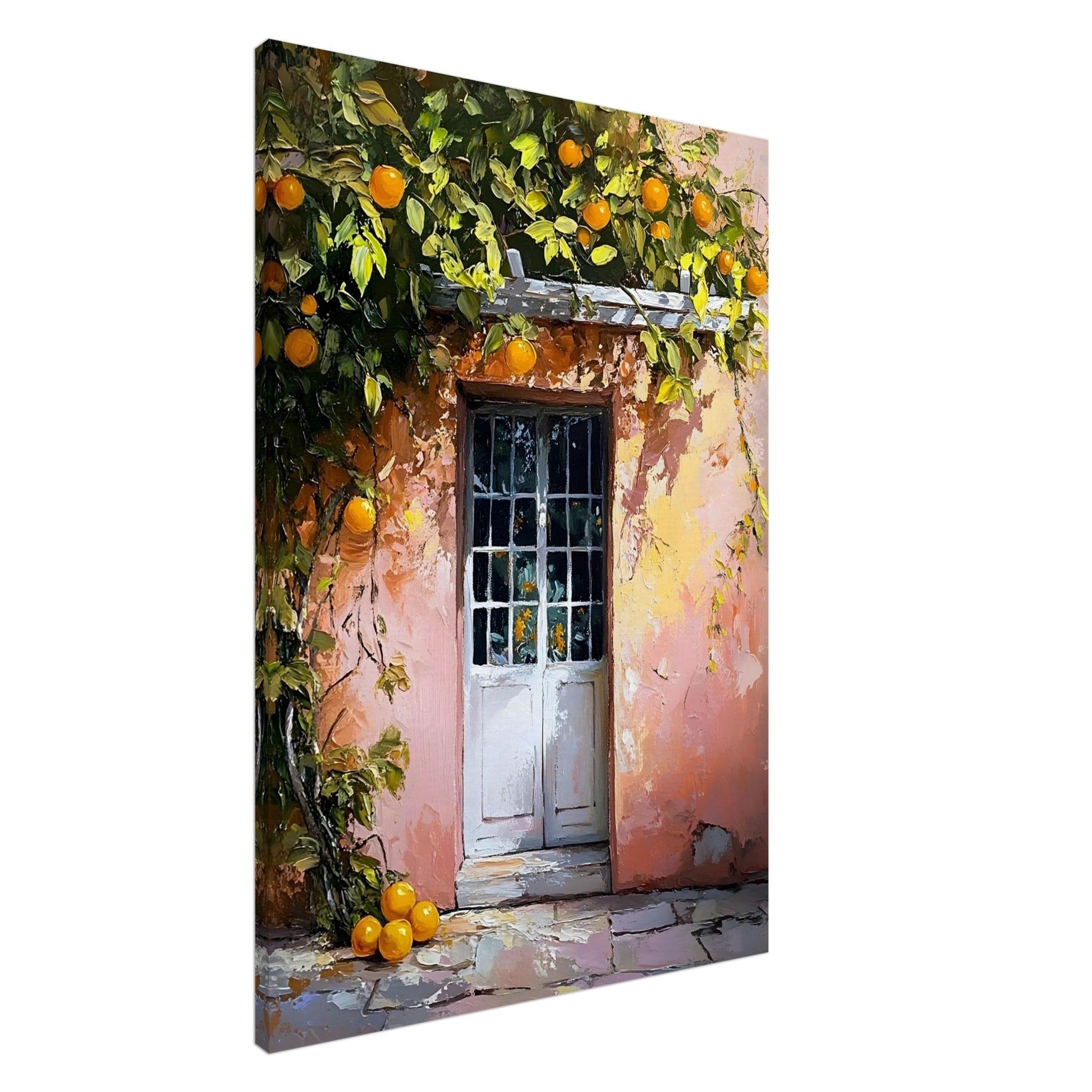 Artfulprints Canvas Mediterranean orange tree canvas - 100x150 cm - Oranje