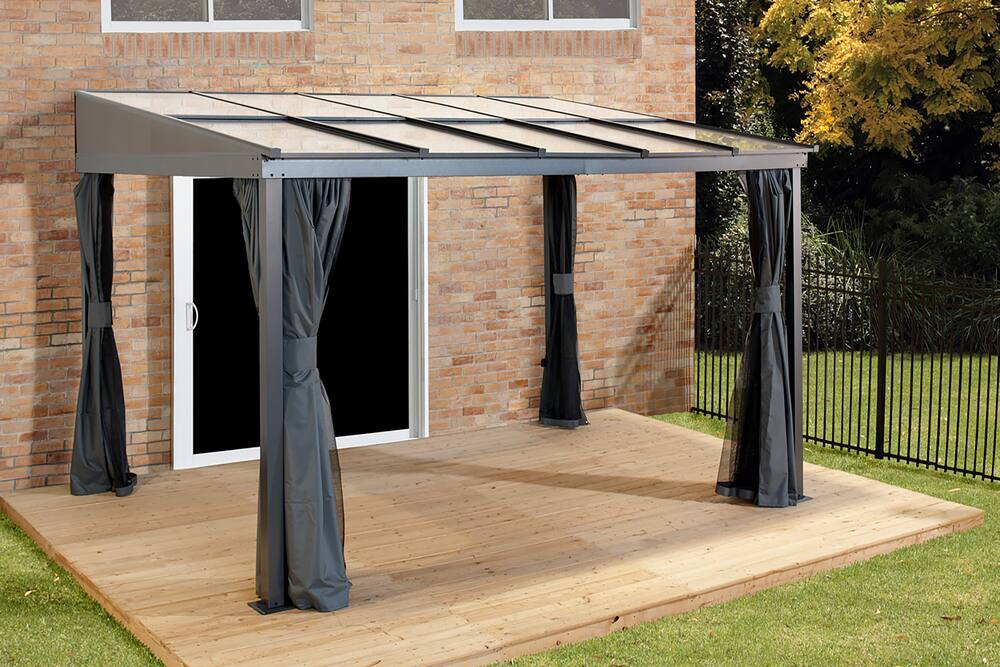 Sojag Pompano Hard Top Wall Mounted Outdoor Patio Gazebo, 10 x 10-ft