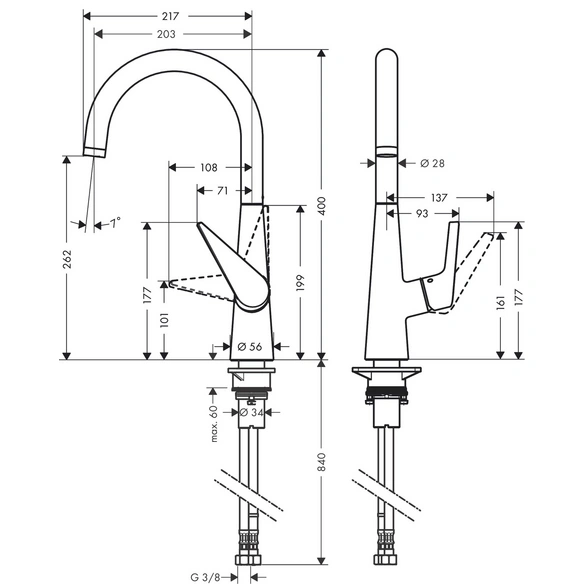 Armatur, »Talis M51«, rund, Ausladung 24,5 cm, chrom