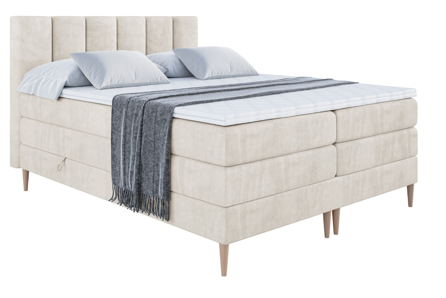 Łóżko kontynentalne - pojemnik, materac, nóżki BOXI1-FD KING 120x200cm