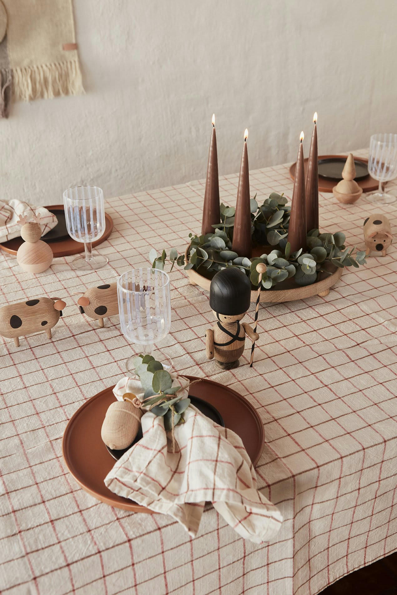 GRID - Serviette de table rayée blanc en coton organique H200x140cm