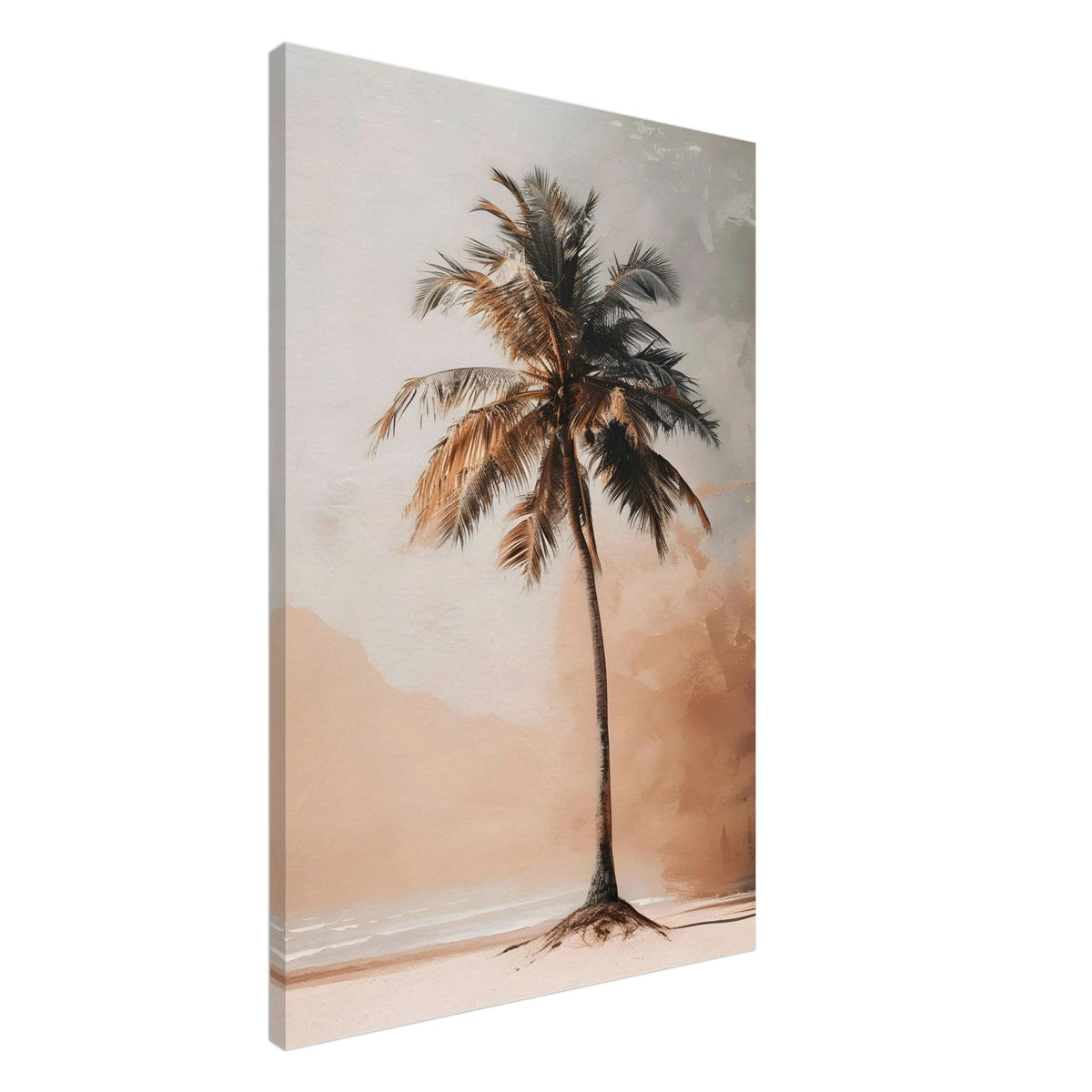 Artfulprints Canvas Palm tree on the beach canvas - 60x90 cm - beige