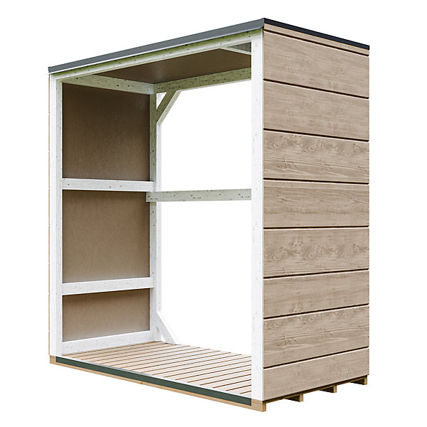 Abri à bûches extérieur 1,14 m² - 75 x 153 x H159 cm - M980-1-TERRA BROWN - Timbela