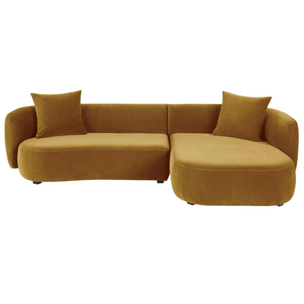Curve - Canapé d'angle droit 4/5 places en velours ocre