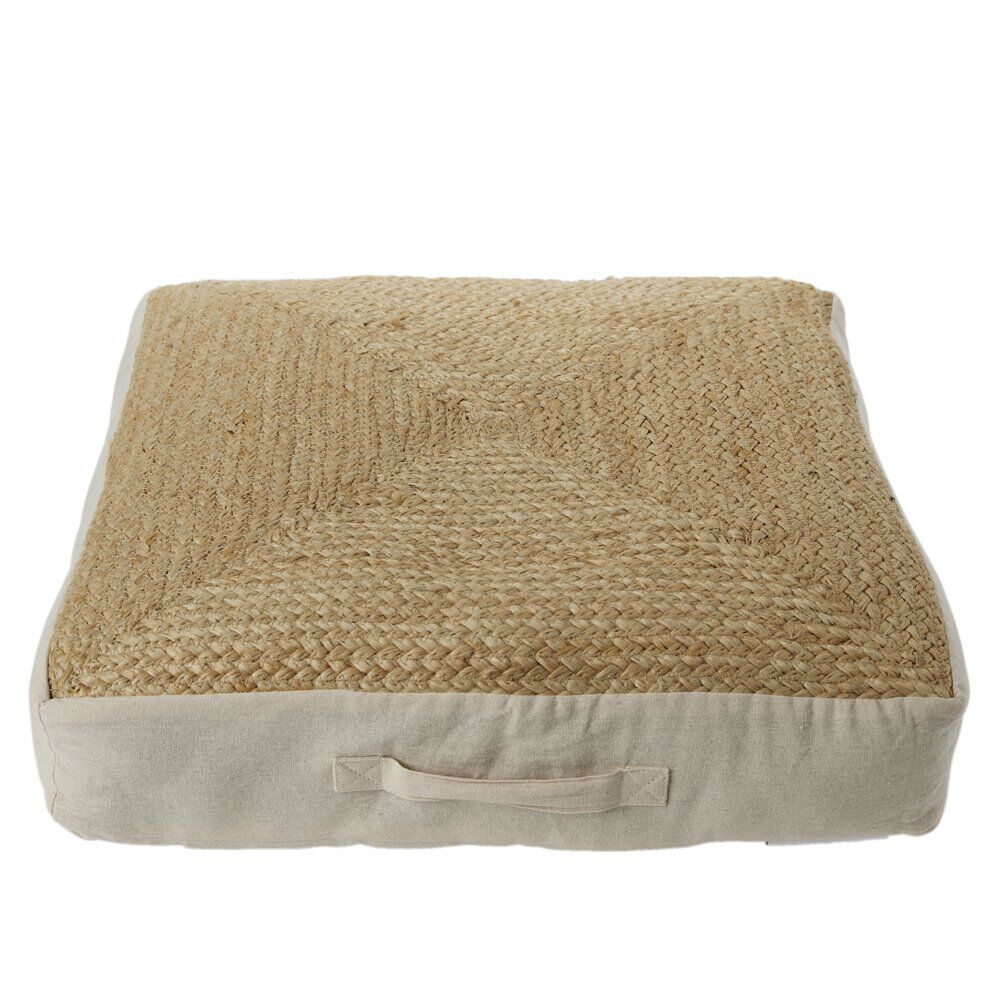Coussin de sol carré jute 50x50cm beige