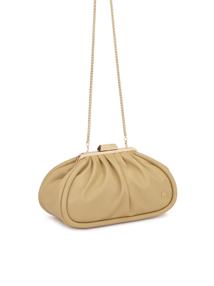 Wrinkled leather evening handbag