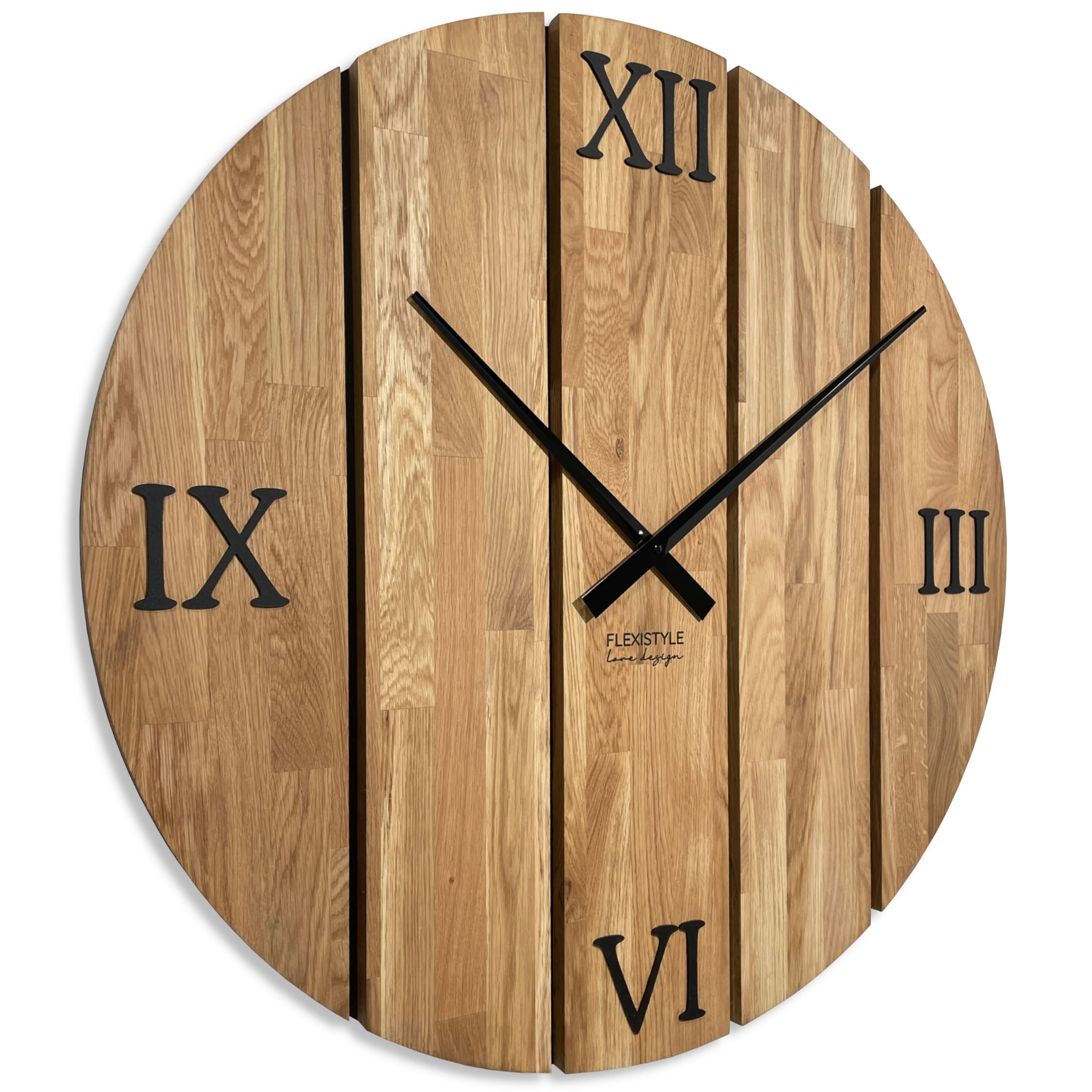 Duży zegar ścienny drewniany Solid Oak dębowy 80cm