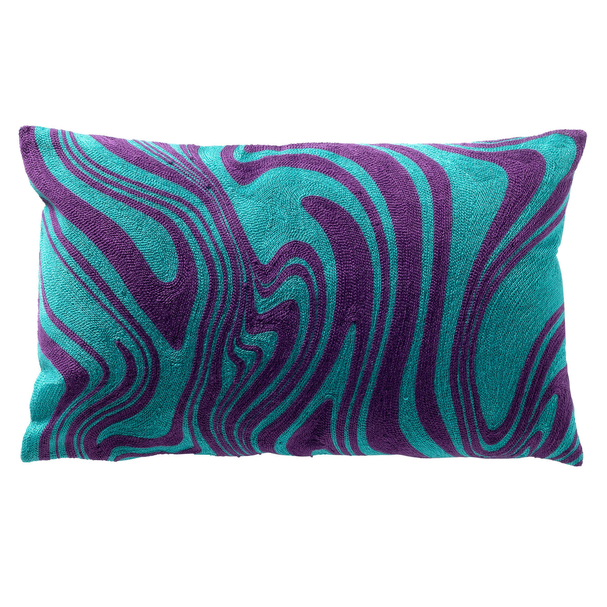 AYRA - sierkussen 30x50 cm - geborduurd - Dynasty Green - groen, paars