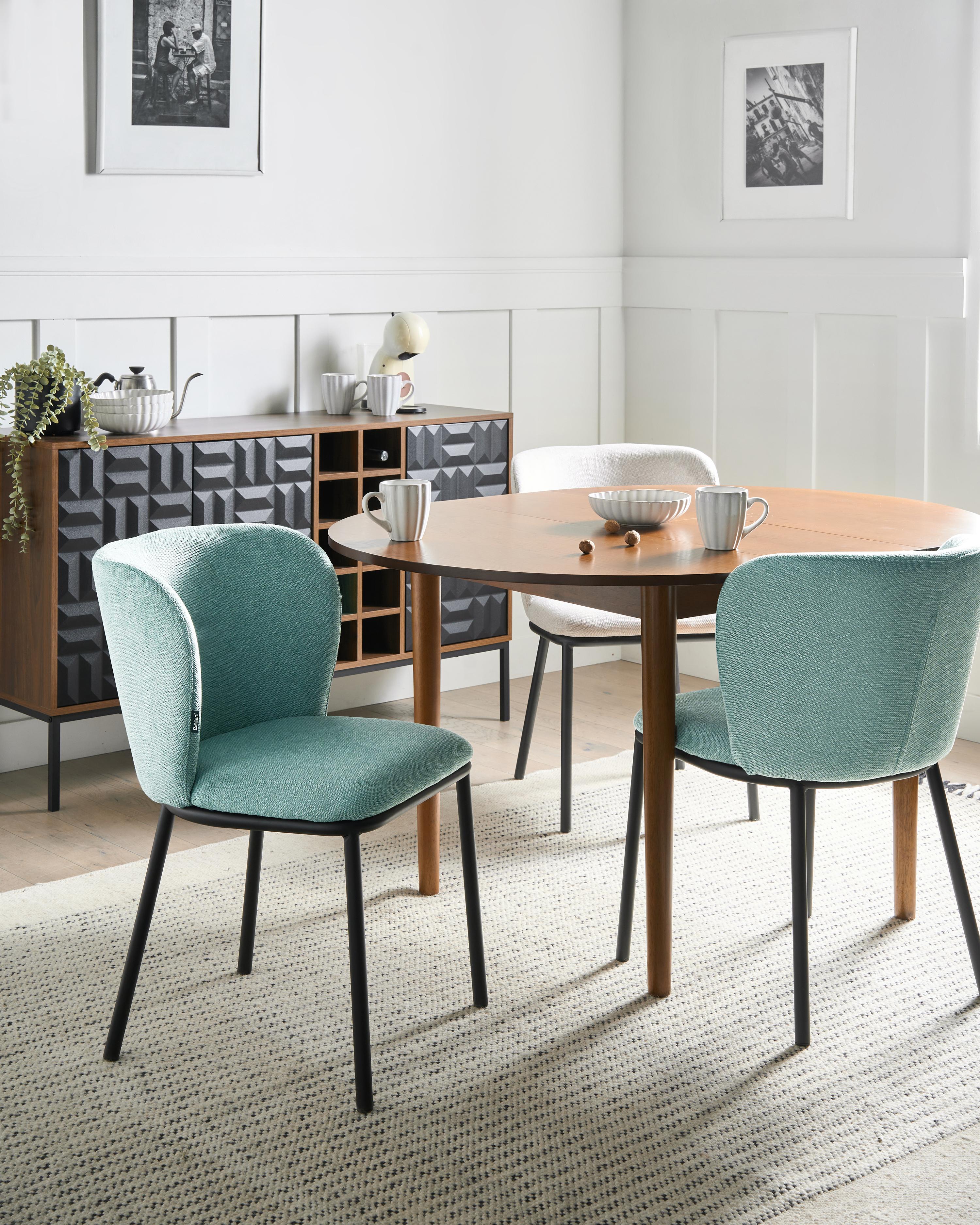 Set of 2 Dining Chairs ARTESIA Fabric Mint Green