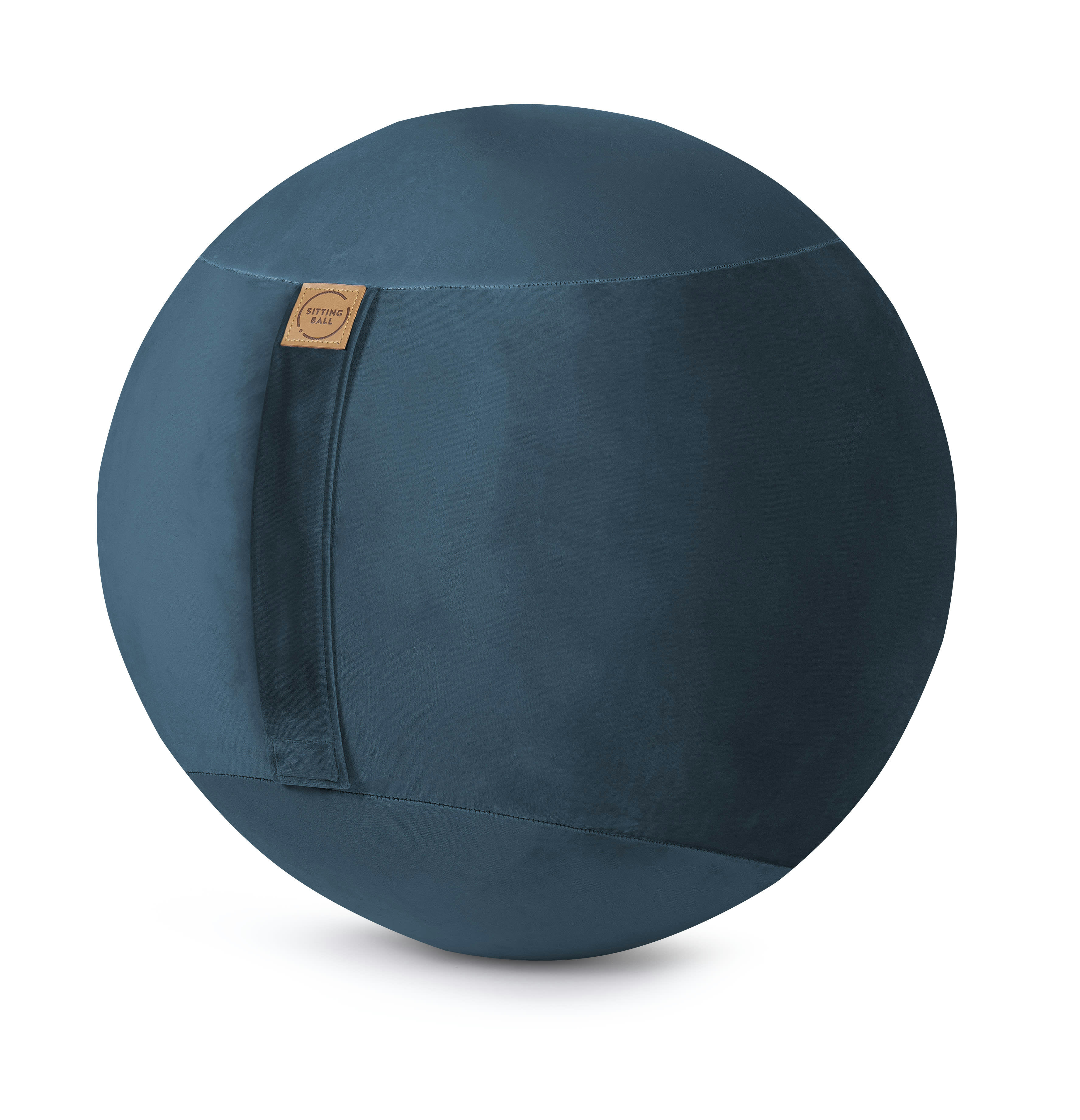 SAMT UNI - Balle d'assise avec poignée bleu pétrole velours D65