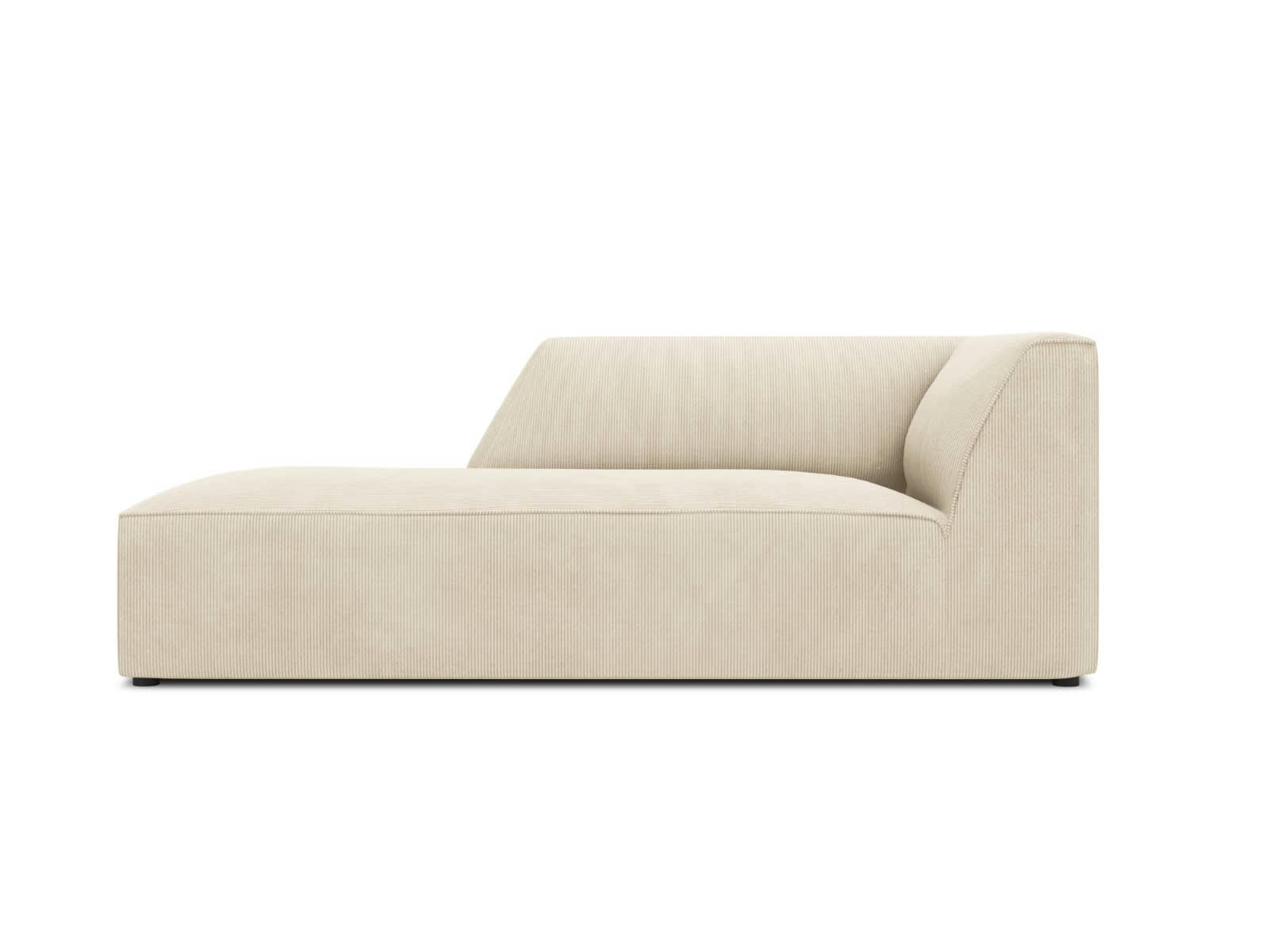 RUBY - Méridienne gauche 1 place en tissu velours côtelé beige clair