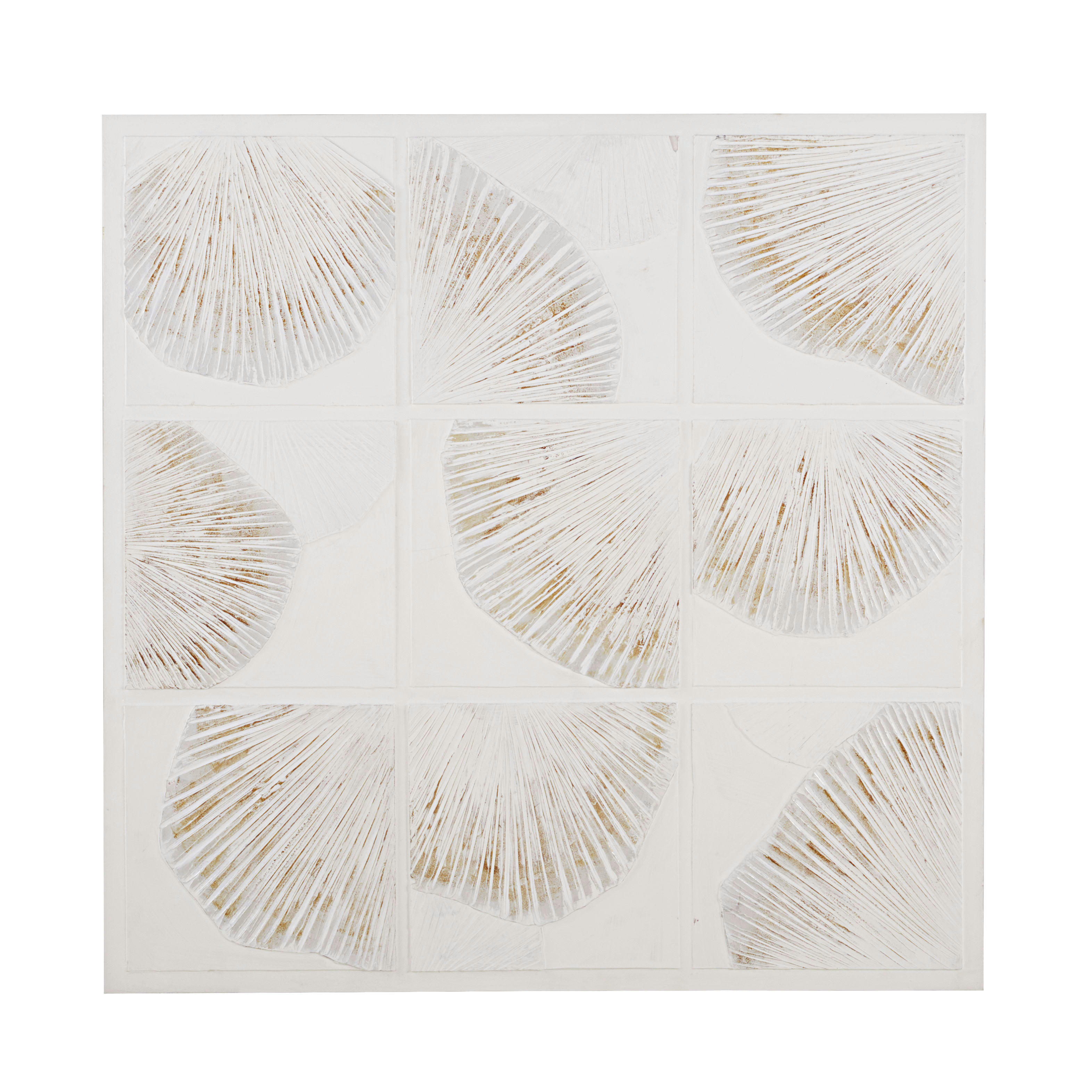 CORY - Toile peinte blanche et grise 140x140