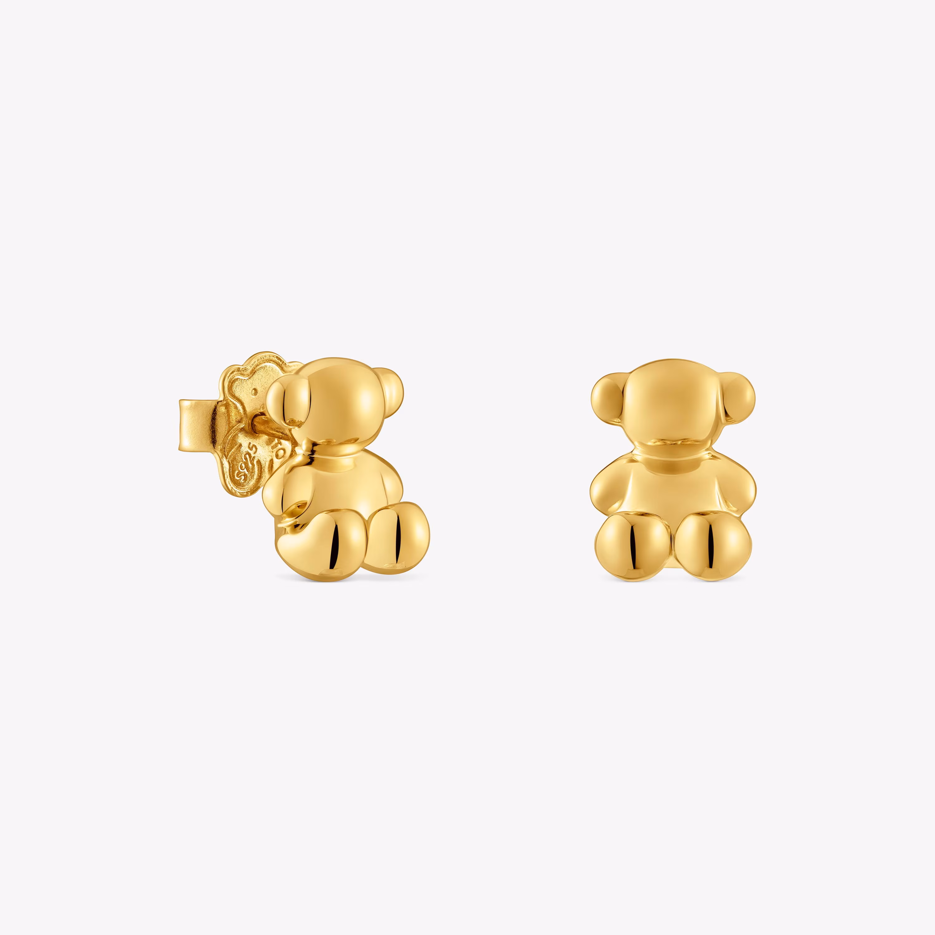 Pendientes oso con baño de oro 18 kt sobre plata 10 mm Bold Bear