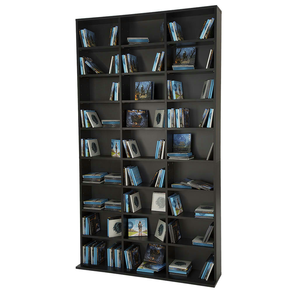 - Étagères de rangement ajustables effet bois noir