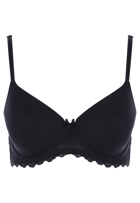 Womens Black Full Cup Lace T-shirt Bra