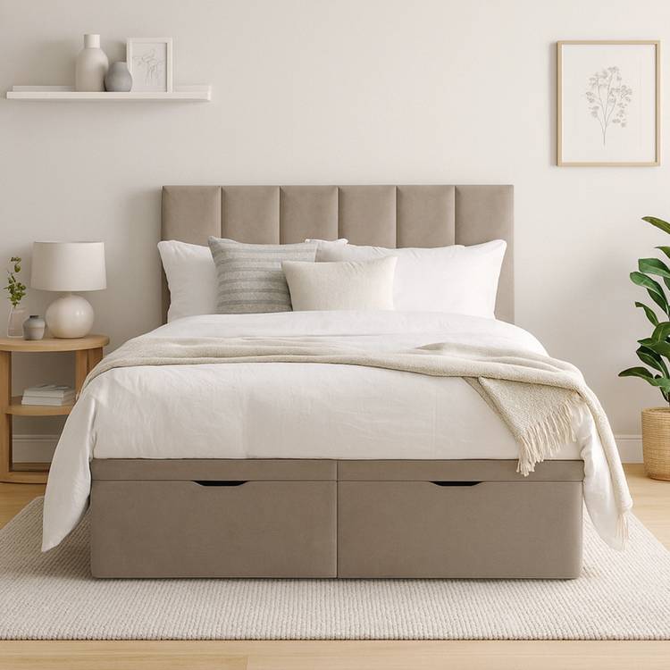 Millbrook Piper Double Fabric End Lift Ottoman Bed - Natural