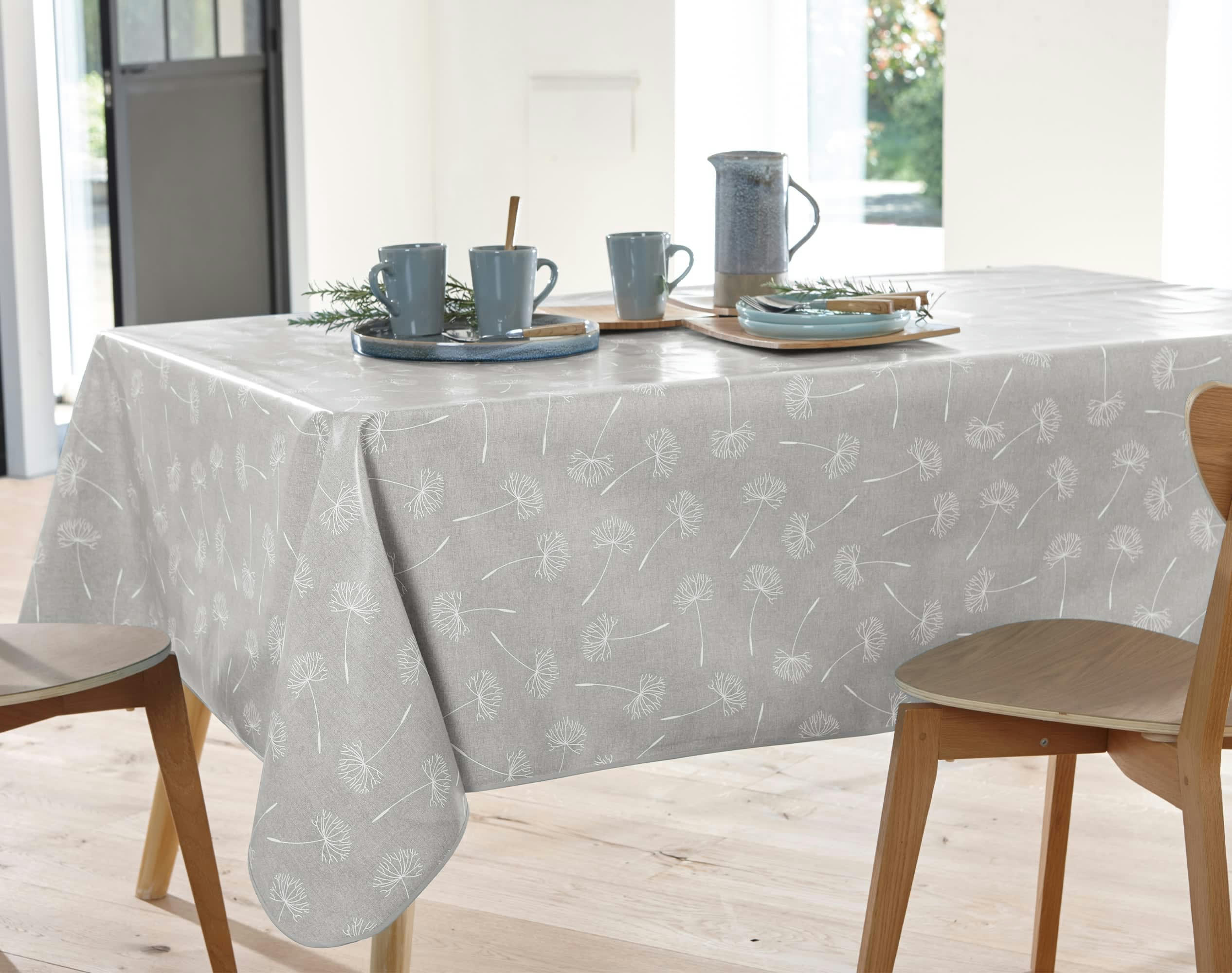 MUZIKO - Nappe rectangulaire gris perle en à motifs 138x200