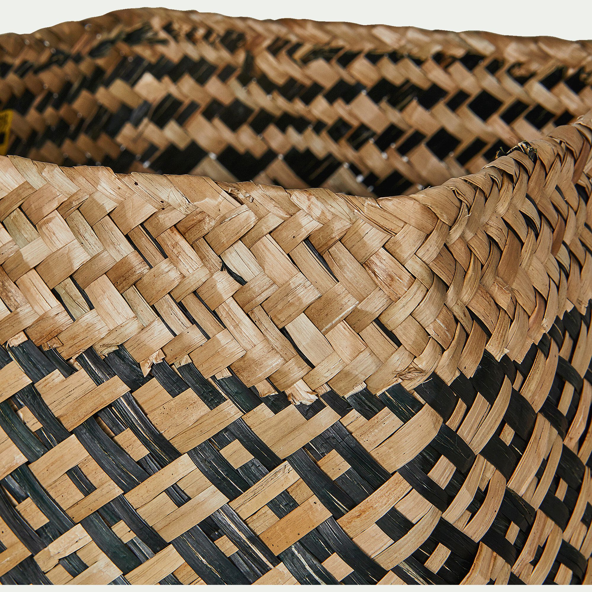 LILY - Lot de 2 paniers en jonc de mer - noir