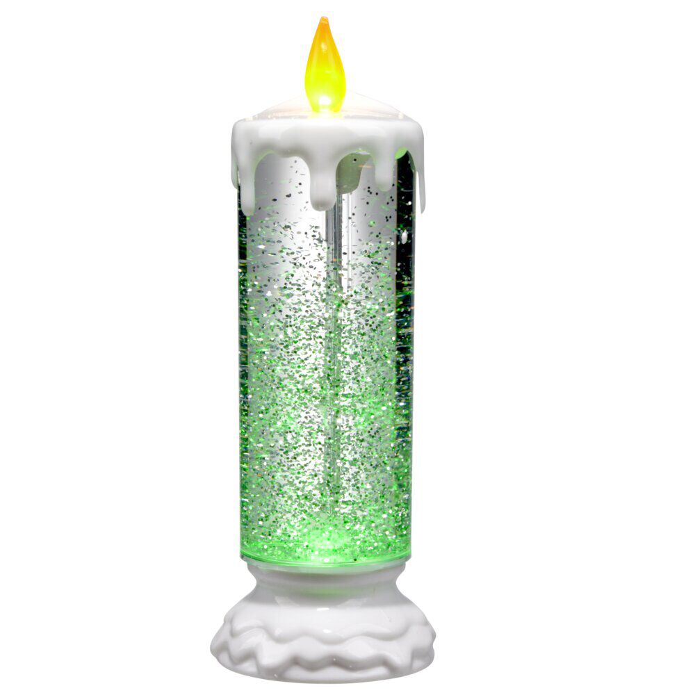 Bougie de No&euml;l animée LED effet neige Ø9xH23cm