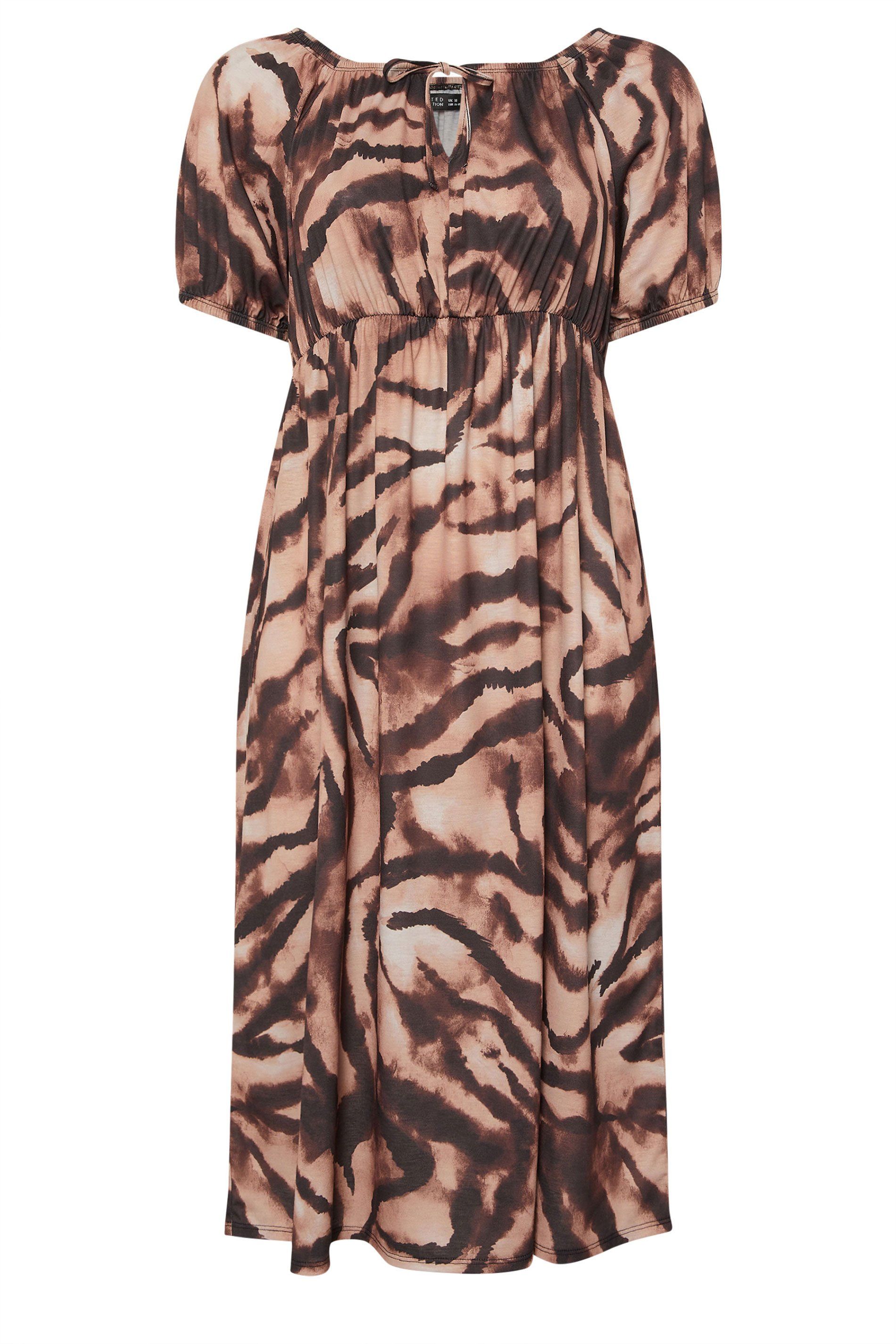 Yours Zebra Print Puff Sleeve Midi Dress